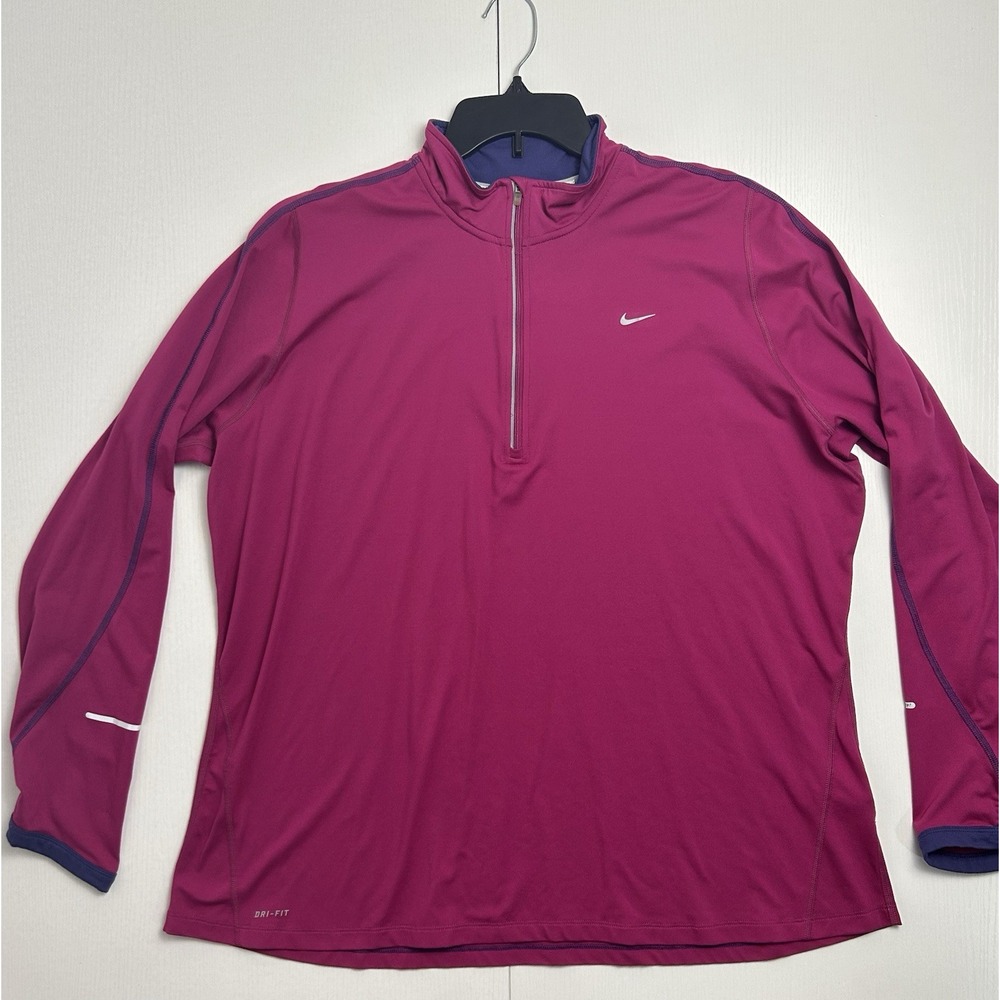 Nike Dri-FIT Element Pullover Womens 2X Plus Pink 1/4 Zip Running Top Reflective